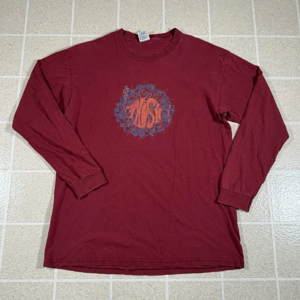 Vintage 90s Phish Long Sleeve Tee Shirt Size L Bee Burgundy Bumblebee Y2K Tour